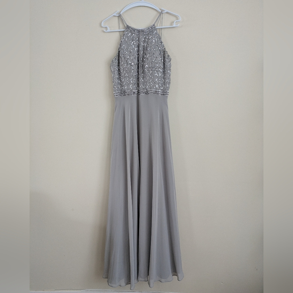 Adrianna Papell Gray Beaded Dress